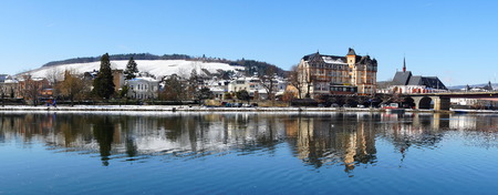 Bernkastel-Kues on the Moselle panorama in winterのeditorial素材