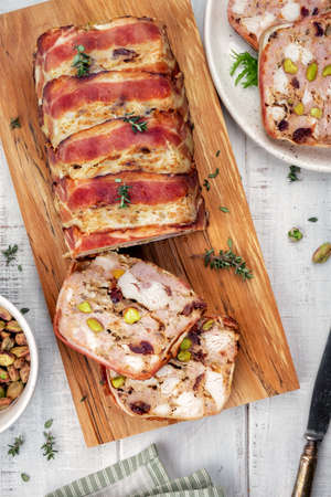 Terrine of pork with pistachios, cherries and chickenの写真素材