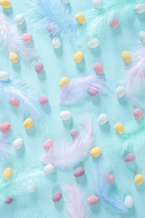 Happy Easter concept. Easter candy chocolate eggsの写真素材