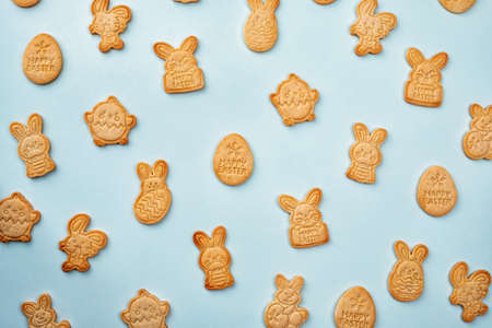 Easter bunny shaped sugar cookiesの写真素材