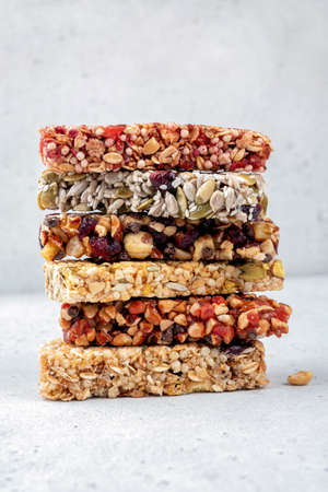 Energy bars - snack for healthy still lifeの写真素材
