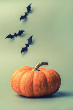 Orange halloween pumpkins, holiday decorationの写真素材