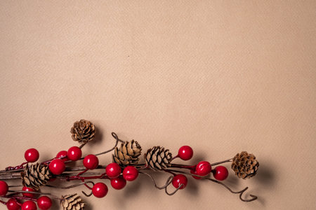 Christmas branch with red berries