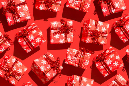 Christmas gift boxesの写真素材