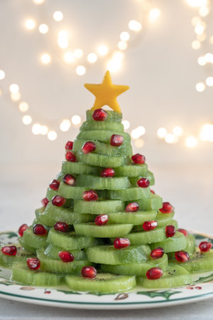 Christmas tree fruit saladの写真素材