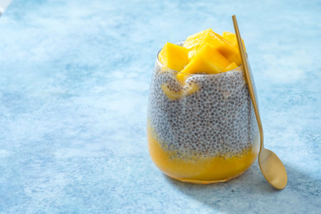 coconut mango Chia seed puddingの写真素材