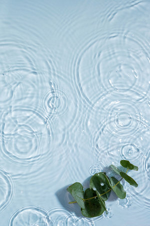 Blue water texture, surface with rings and ripples. Spa concept background.の写真素材