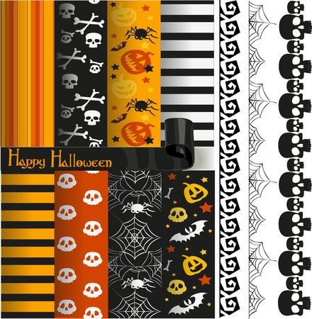 Happy Halloween paper and lace for scrapbookのイラスト素材