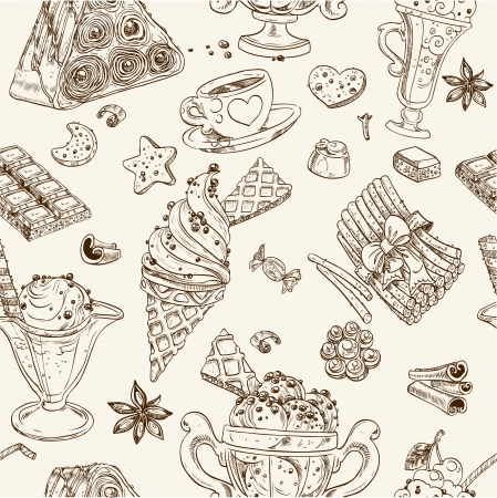 Seamless pattern of candy and ice creamのイラスト素材