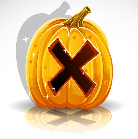 Happy Halloween font cut out pumpkin letter Xのイラスト素材