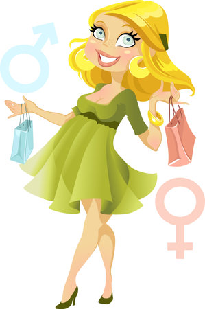 Pretty pregnant woman - boy or girl.のイラスト素材