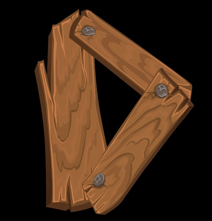 wooden alphabet - letter D on black backgroundのイラスト素材