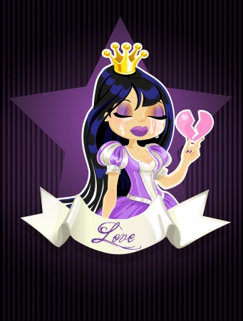 Crying gothic princess with a broken heart - posterのイラスト素材