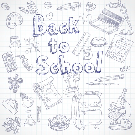 Back to School doodles with Letteringのイラスト素材