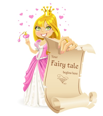 Sweetheart Princess with banners - your fairy tale begins hereのイラスト素材