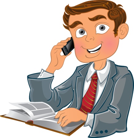 Men with phone and bookのイラスト素材