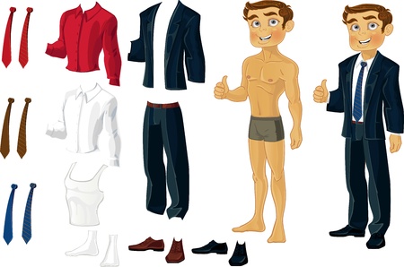 Businessman Doll-Dress with a set of business clothes in shades of grayのイラスト素材