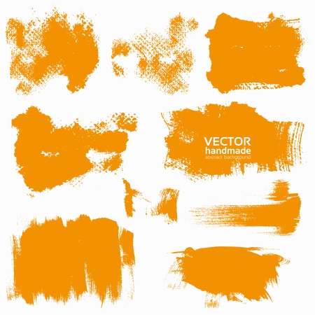 Abstract orange vector set backgrounds draw by brush and inkのイラスト素材
