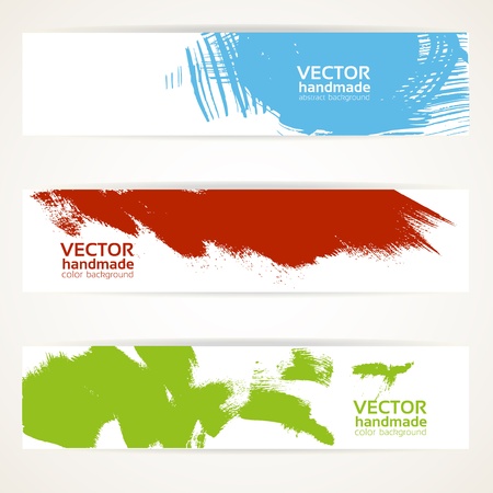 Abstract color vector handdrawn by brush banner setのイラスト素材