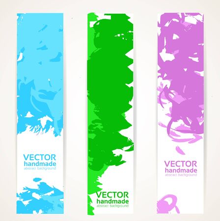 Vertical abstract handdrawing by ink banner setのイラスト素材