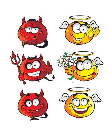 Angel and Devil smilesのイラスト素材