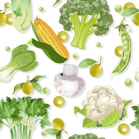 Seamless vegetarian vegetable green ornamentのイラスト素材