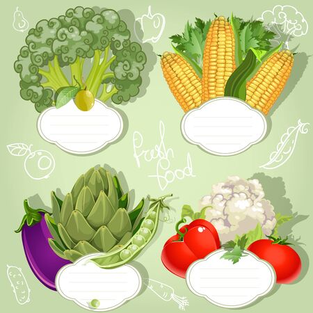 Vegetarian menu - banners with the field for your text のイラスト素材