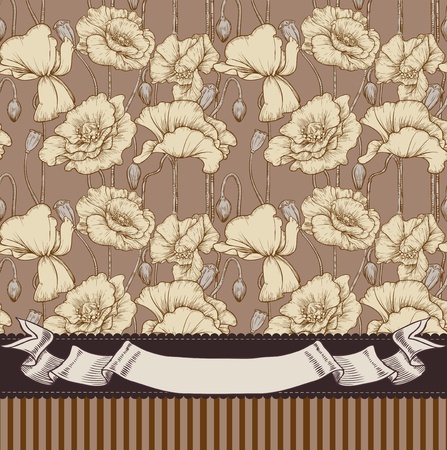 Vintage card with poppy flowers for your textのイラスト素材