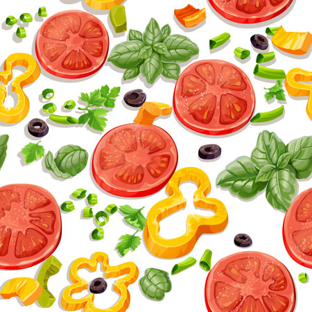 Seamless pattern from vegetables and herbs