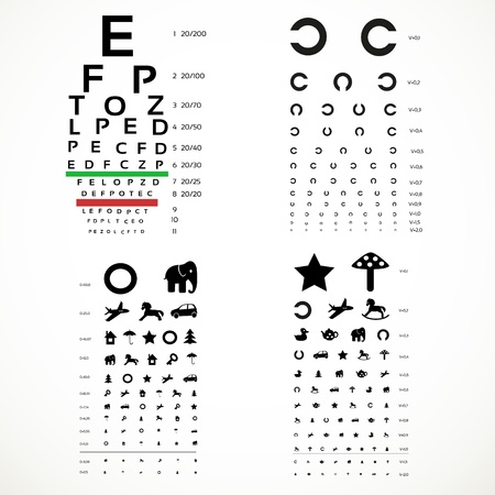 Various versions of the table for eye tests  the adult and childrenのイラスト素材