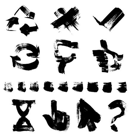 Figures different shapes drawn with a brush and paintのイラスト素材