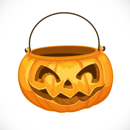 Pumpkin basket to collect candy on Halloweenのイラスト素材