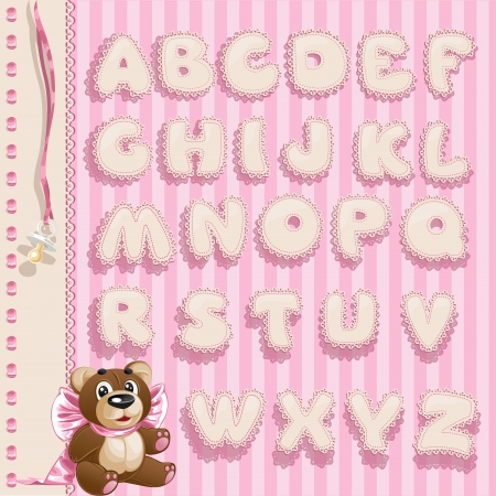 Newborn girl openwork lace font for your announcement textのイラスト素材