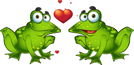 Green frogs in loveのイラスト素材