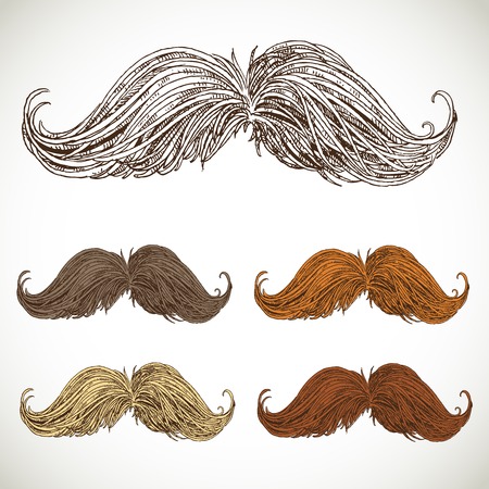 Classic retro twisted mustache setのイラスト素材