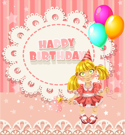 Happy Birthday my little princess - openwork card for your greetingsのイラスト素材