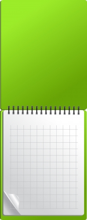 Open green notebook with page curlのイラスト素材
