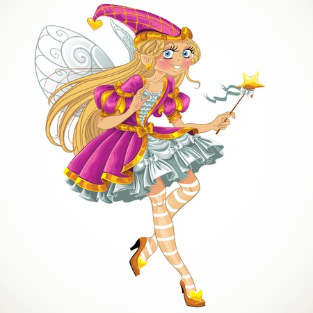 Fairy in pink dress with wingsのイラスト素材