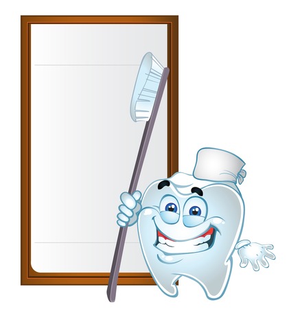 set of batch clever tooth with text area and tooth brushのイラスト素材