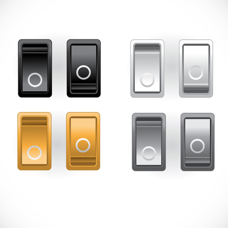 Black, silver, gold and white power switch on and offのイラスト素材