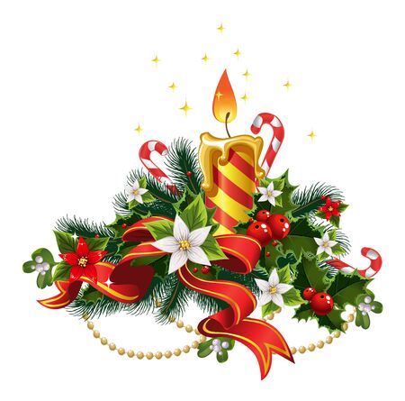 Christmas candle light with decorationsのイラスト素材