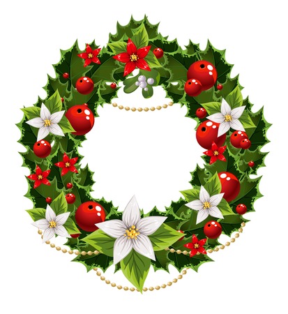 Christmas green and red embellishment with the decorative garlandのイラスト素材