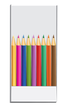Color pencils in box and text areaのイラスト素材