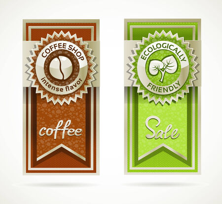 Green eco friendly and coffee template banner collectionのイラスト素材