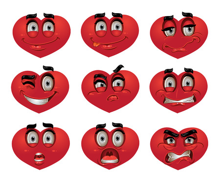 Valentine`s day Heart vector smilesのイラスト素材