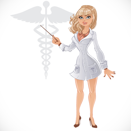 Pretty doctor with pointerのイラスト素材