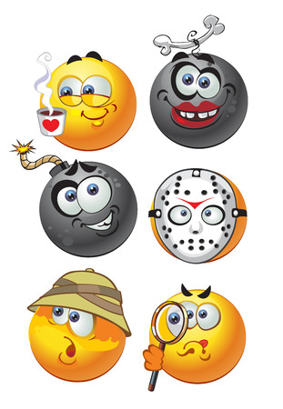 set of batch vector round smiles emotion2のイラスト素材