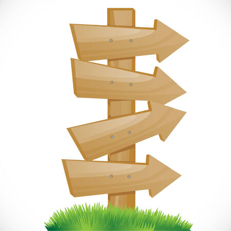 wooden pointer on a green grassのイラスト素材
