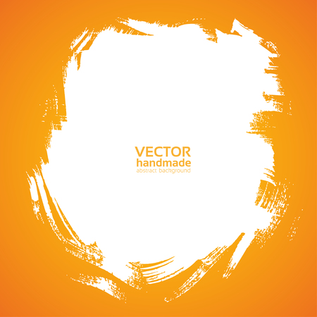 Square smear paint bristle brush on orangeのイラスト素材
