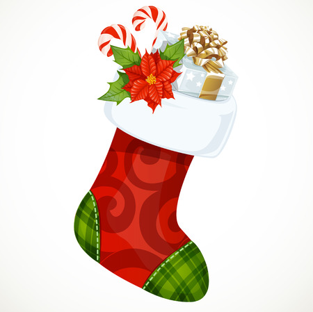 Christmas sock with giftsのイラスト素材